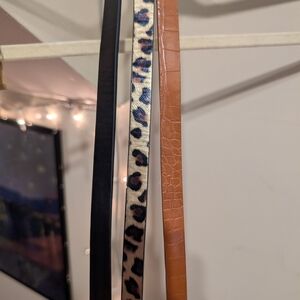 Set of 3 Belts - Black, Leopard, and Tan 52"